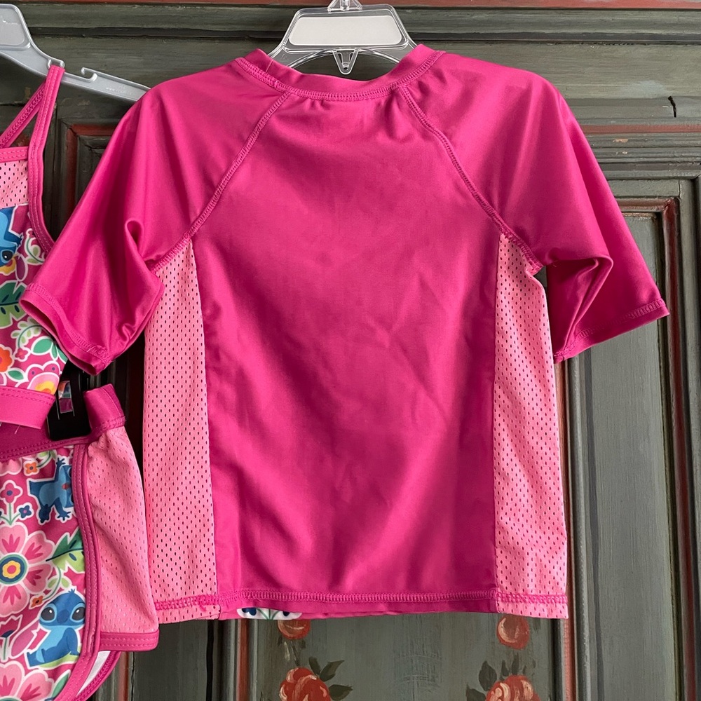 Stitch 3 PC Rash Guard Swimsuit Set Girl Size 5/6 - Picture 4 of 12